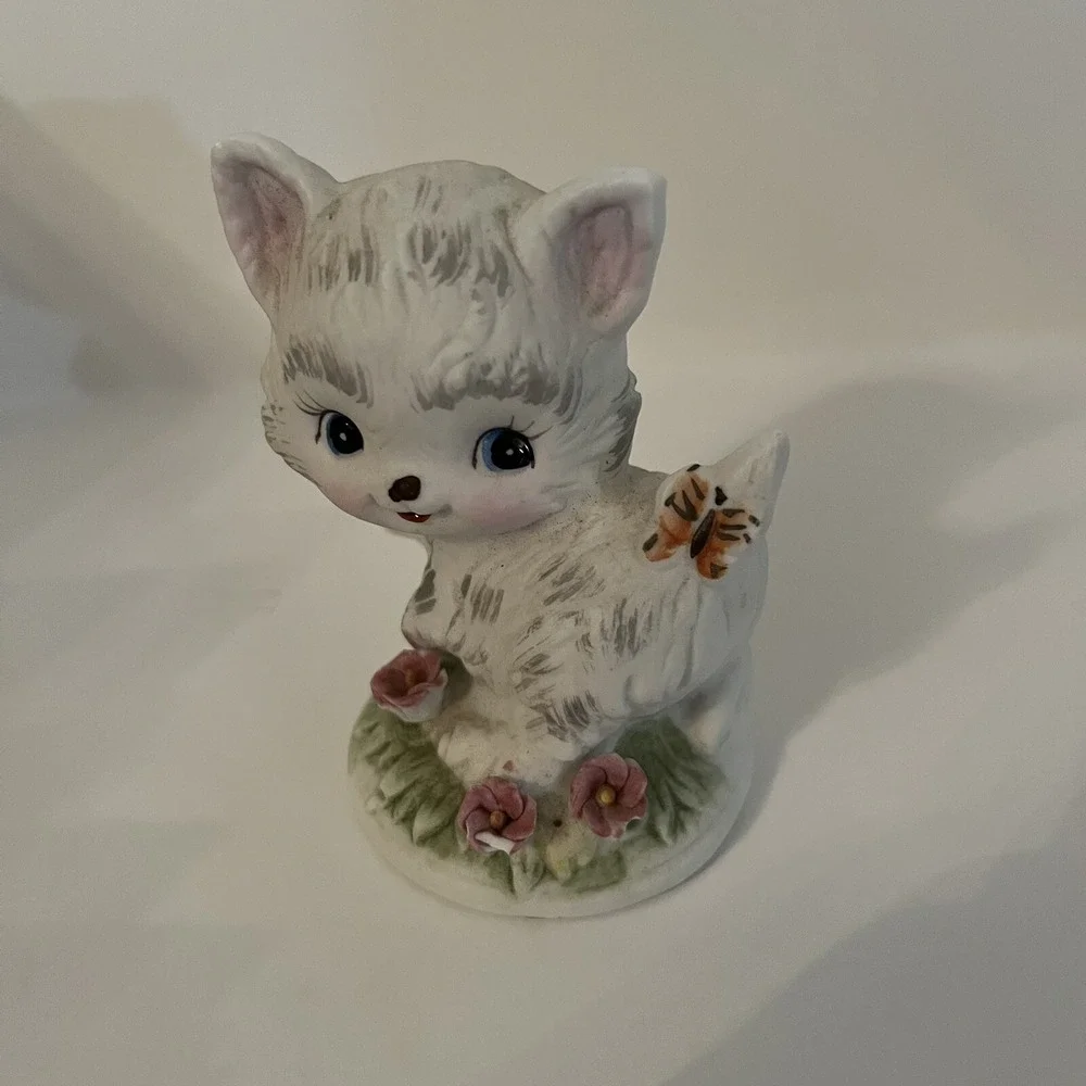 Vintage Set Of 3 Cat Bear Dog Figurines sculpture gift decor‎ anthropomorphic